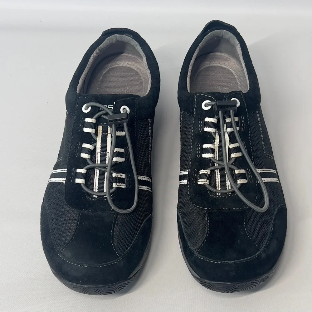 DANSKO W Black Casual Sneakers 39 US 8.5 EU HELEN Suede Bungee White Stripe